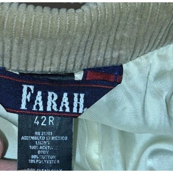 WFF By Farrah Mens 42R Corduroy Blazer Tan Elbow Patch Buttons Vintage - Picture 3 of 5